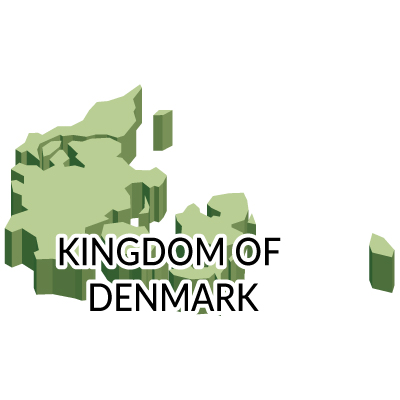 デンマーク王国無料フリーイラスト｜英語・立体(緑)